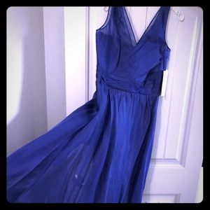 AMAZING midnight blue chiffon evening gown
